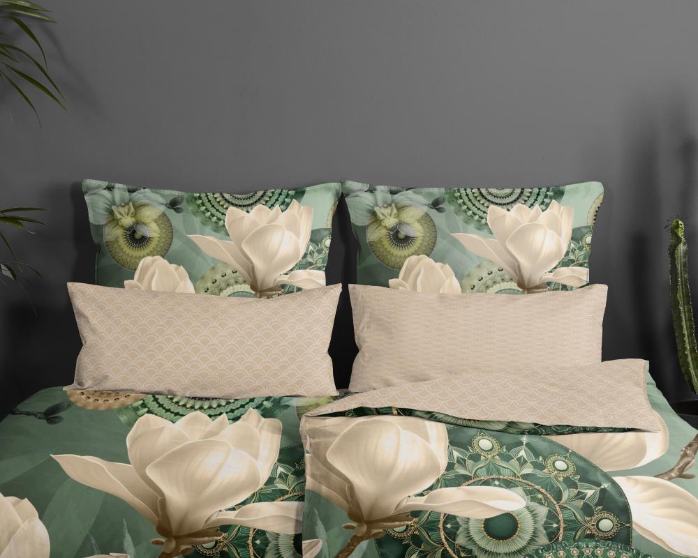 Kussensloop Miyuki HIP 40x80 cm 100% katoen satijn groen - 33635.44.74
