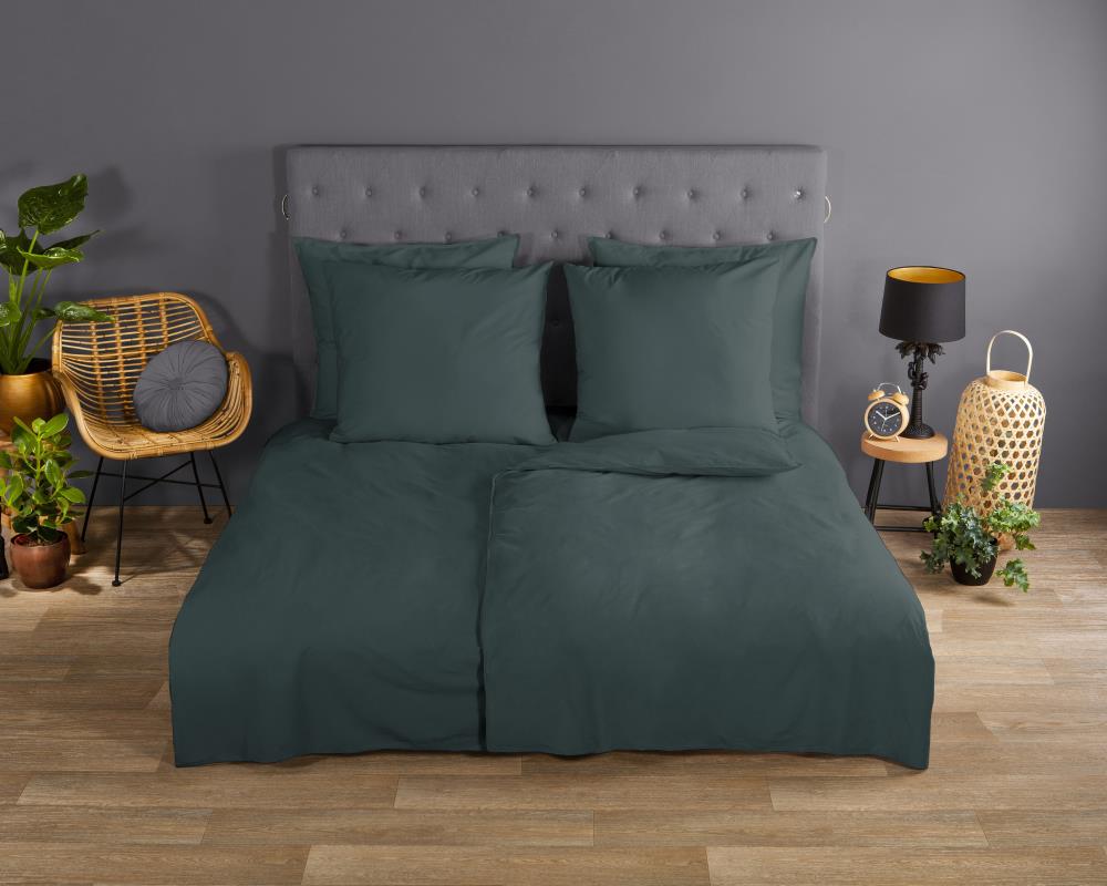 Dekbedovertrek Uni Good Morning 155x220 cm 100% katoen renforcé donkergroen - 0270.46.12