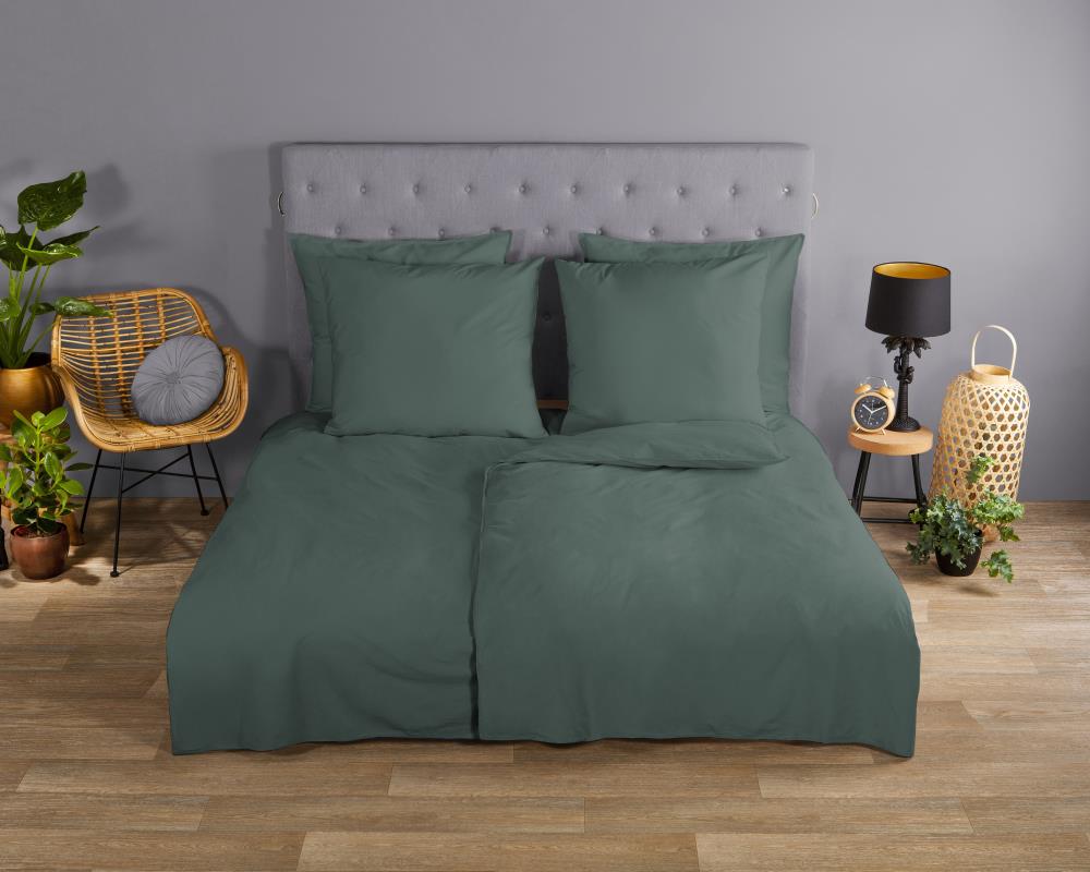 Dekbedovertrek Uni Good Morning 155x220 cm 100% katoen renforcé olijfgroen - 0270.48.12