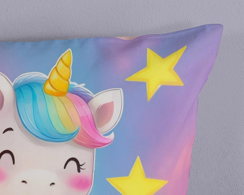 Wasbaar eenhoorn dekbed voor kinderen met roze blauwe kleuren - wasbaar 2 in 1 dekbed 10181 sissy kwaliteit detail