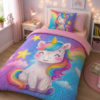 Microfiber kinderdekbed met eenhoorn en regenboog 140x200 cm - wasbaar 2 in 1 dekbed 10181 sissy sfeerfoto