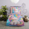 Microfiber kinderdekbed met eenhoorn en regenboog 140x200 cm - wasbaar 2 in 1 dekbed 10181 sissy sfeerfoto DE