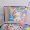 Kinder bedset eenhoorn met sterren wolken en regenboog - wasbaar 2 in 1 dekbed 10181 sissy sfeerfoto detail