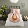 Dekbedovertrek Pure 140x220 + 1* 60x70 cm - 20149.01.01 Pure kinderdekbedovertrek met bruin paard roze rozen en bloemen - zacht microfiber 20149 kransje sfeerfoto